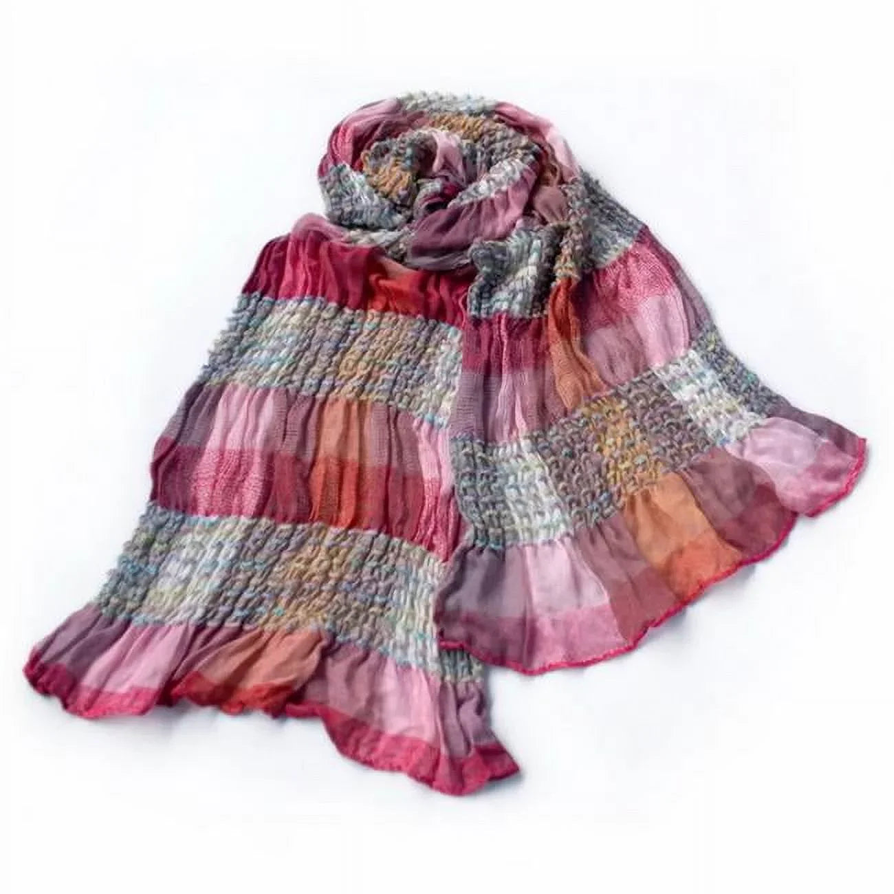 Pink Checks Arcadian Sizetyle Cute Sizeilky Sizeoft Woven Tassel Ends Pashmina/Sizehawl/Sizecarf