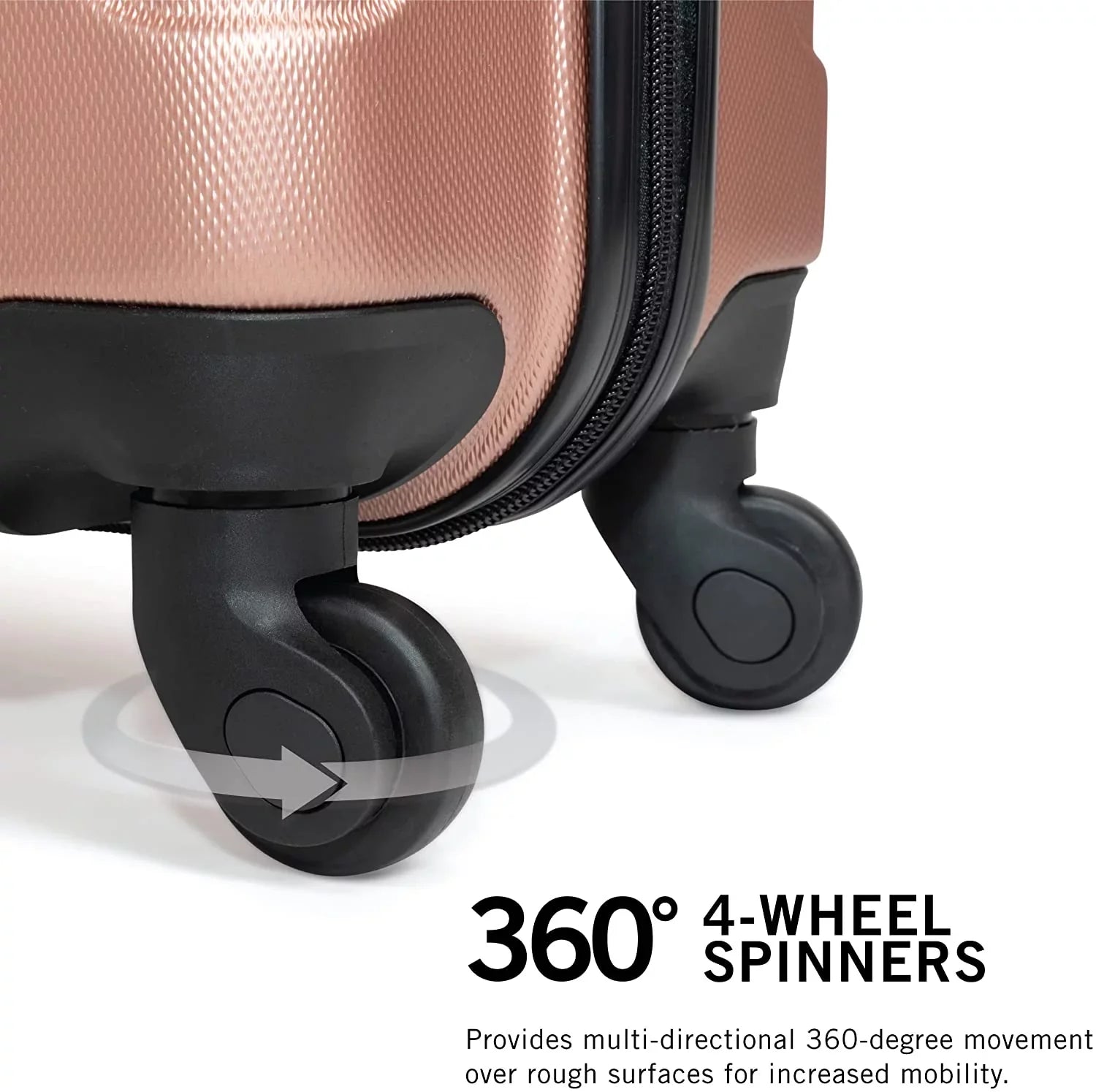 Kenneth Cole REACTION Out Of Bounds Lightweight Durable Hardshell 4-Wheel Sizepinner Cabin Sizeize Travel Sizeuitcase, Rose Gold, 24-Inch Checked