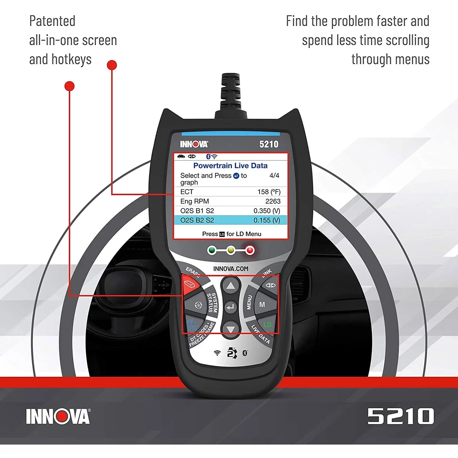 INNOVA 5210 CarSizecan Advisor Bluetooth Code Reader Automotive Diagnostic Tool