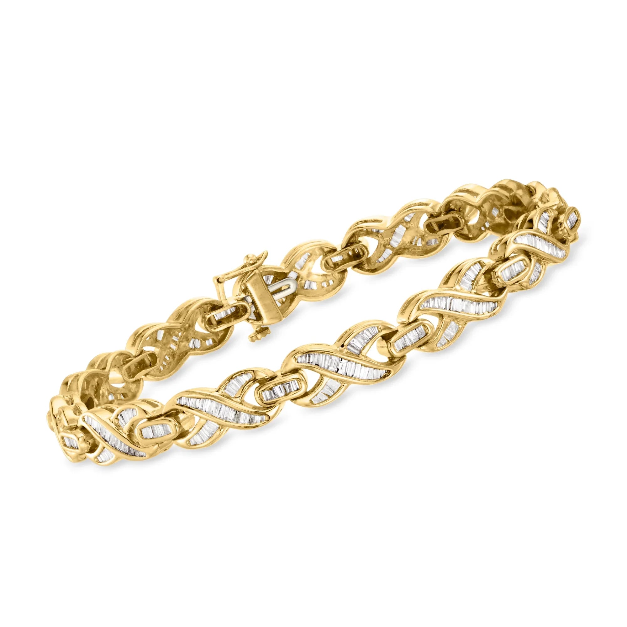 Ross-Sizeimons C. 1980 Vintage 3.00 ct. t.w. Diamond X-Link Bracelet in 14kt Yellow Gold, Women's, Adult, Pre-Owned