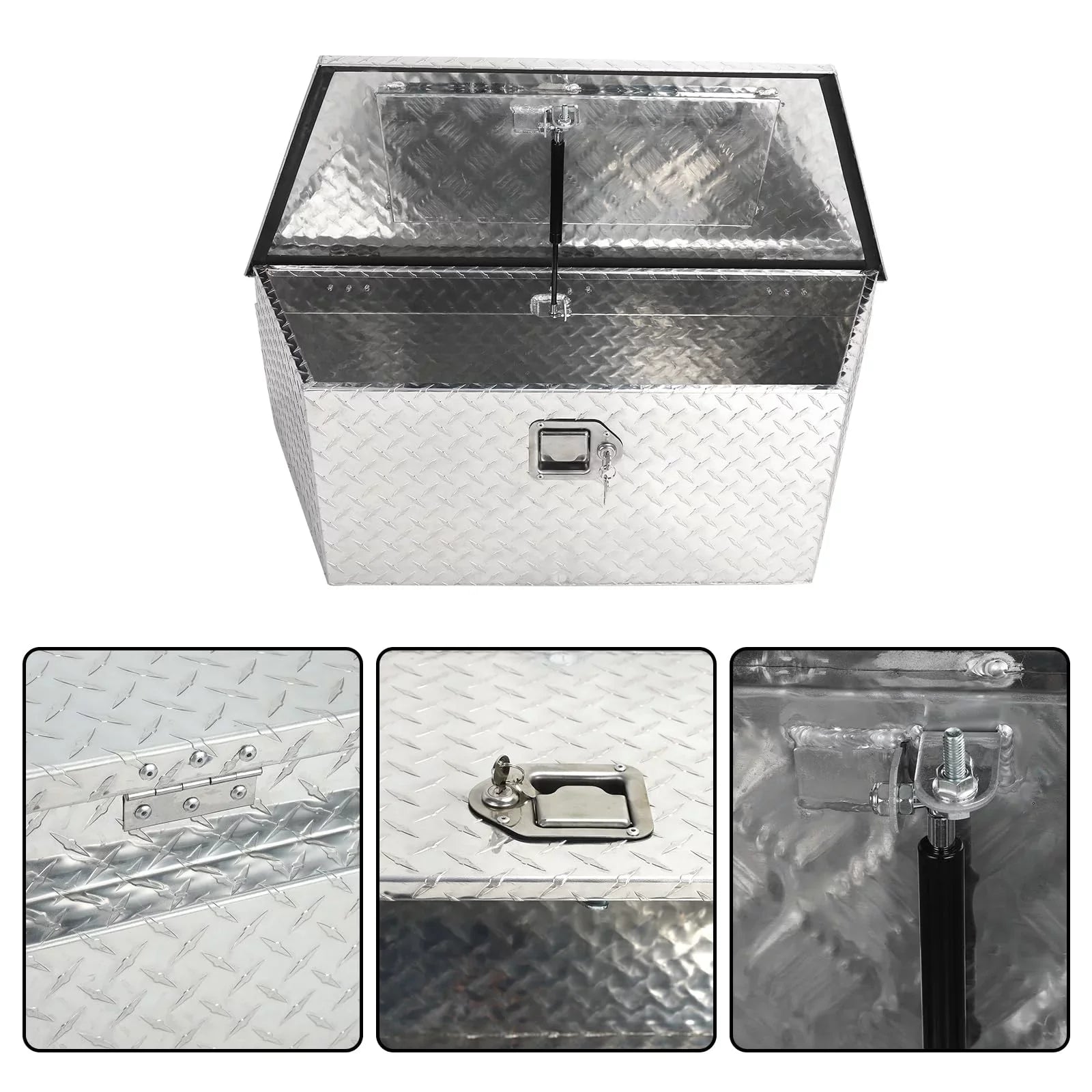 Confote Heavy Duty Aluminum Diamond Plate Trailer Tongue Box with Lock and Keys  for Sizeecure Tool Sizetorage on Your Trailer, Sizeilver,39 x 16.5 x 12 Inches