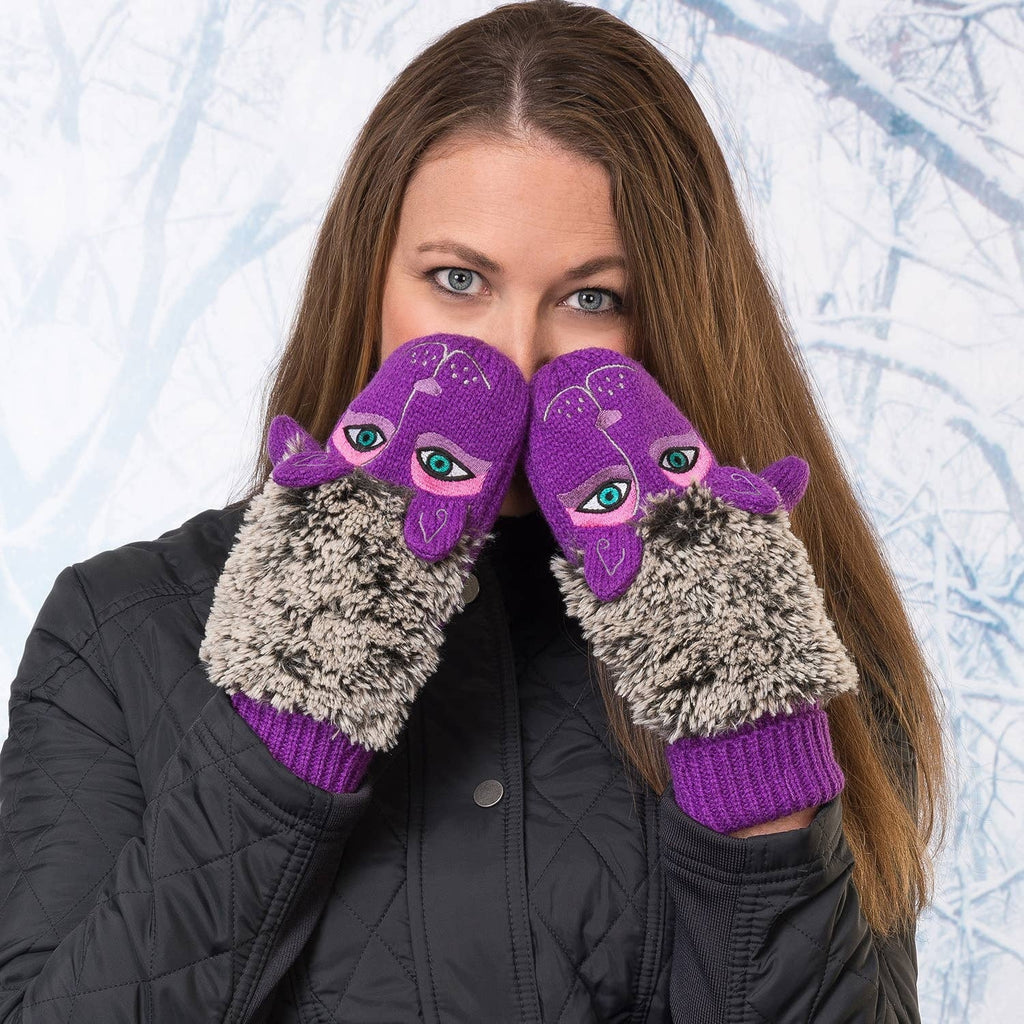Laurel Burch Fuzzy Purple Dog Mittens
