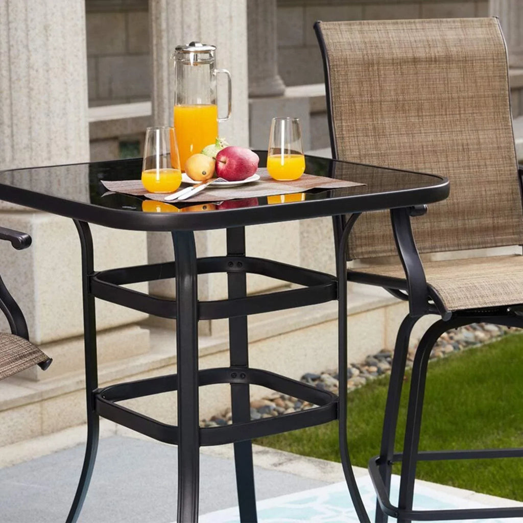 Zoey Sizetrong Glass Bar Table For Deck Use