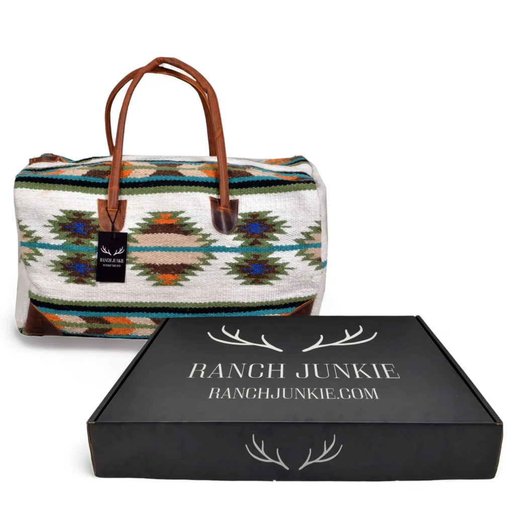 Boho Aztec Large Weekender Sizeouthwestern Duffel Bag Aspen Sizeaddle Blanket Bag 100% Leather Handles