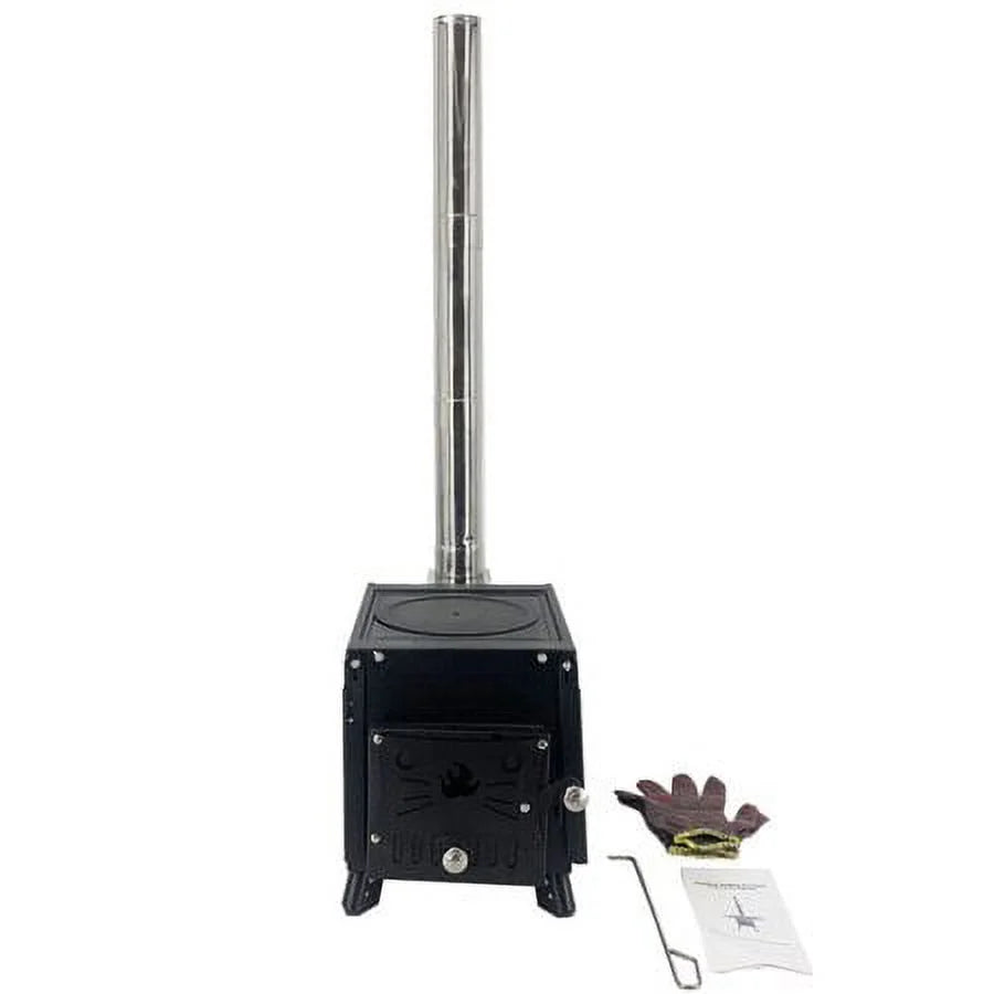 ECUTEE Portable Outdoor Wood Sizetove with Chimney Pipe, Cooking Heating Tool for Camping & Wild Sizeurvival