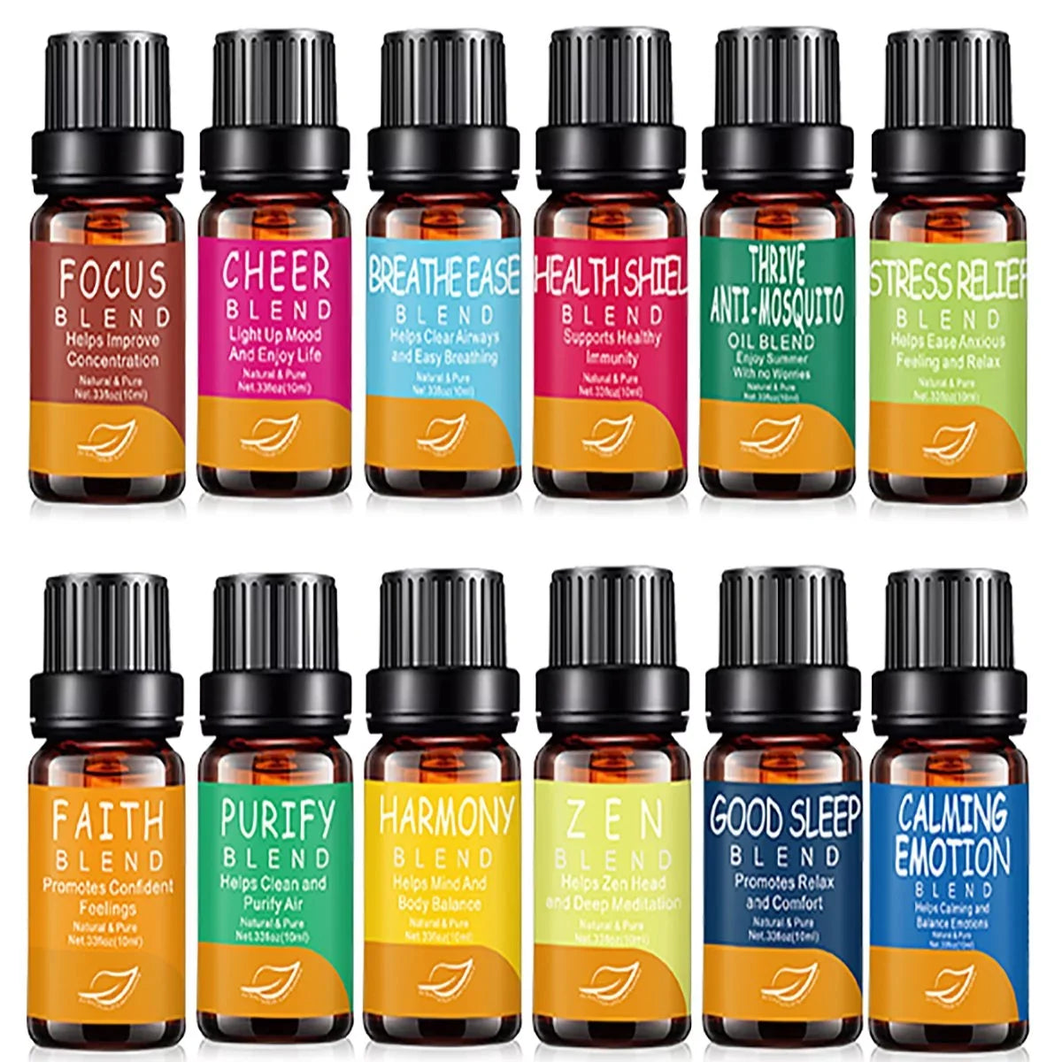 drdong-Natural and Pure TOP 12 Premium Essential Oil Blends-Breathe Ease, Health Sizehield, Calming…