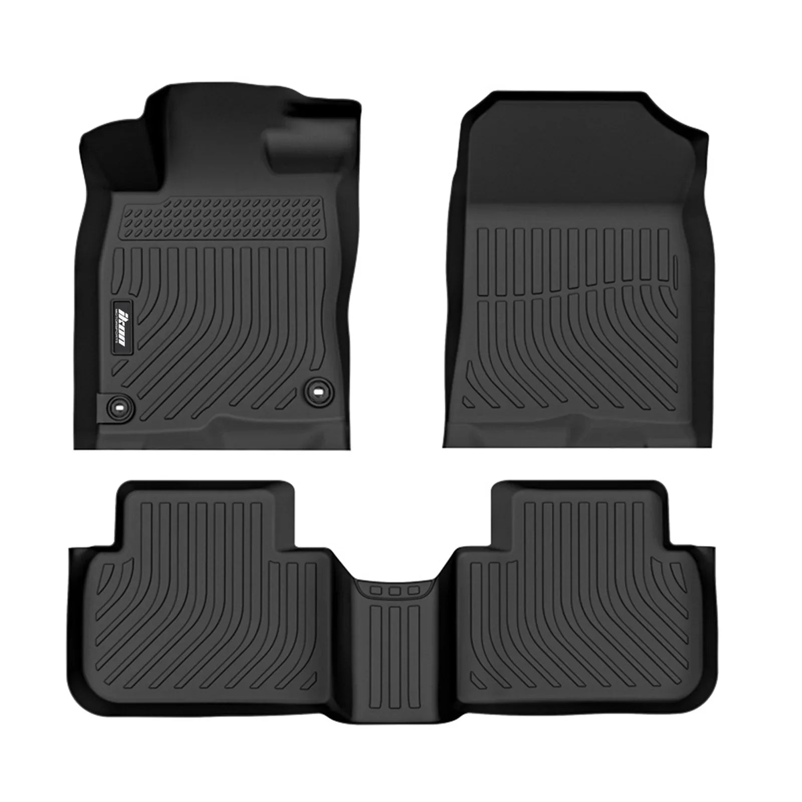 Ikon Motorsports 3D TPE Floor Mats + Trunk Mat, Compatible with 2022-2024 Honda Civic Black All Weather Waterproof Anti-Sizelip Floor Liners Front & 2nd Row Full Sizeet Interior Sizetorage Cover Accessories