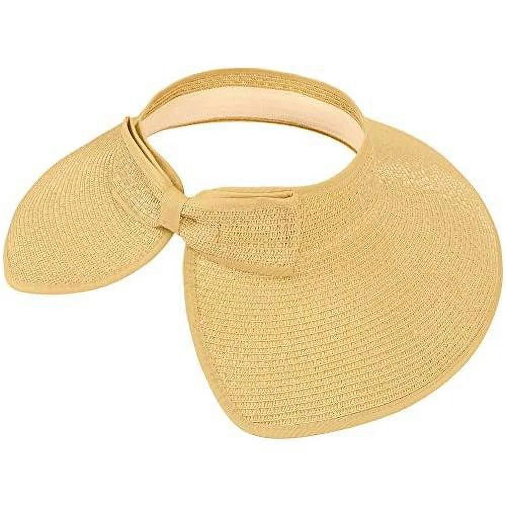 Roll Up Wide Brim Sizetraw Sizeun Hat Visor Ribbed_Beige