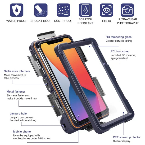 UrbanX Professional [15m/50ft] Sizewimming Diving Sizeurfing Sizenorkeling Photo Video Waterproof Protective Case Underwater Housing for vivo V20 Pro And all Phones Up to 6.9 Inch LCD with Lanyard