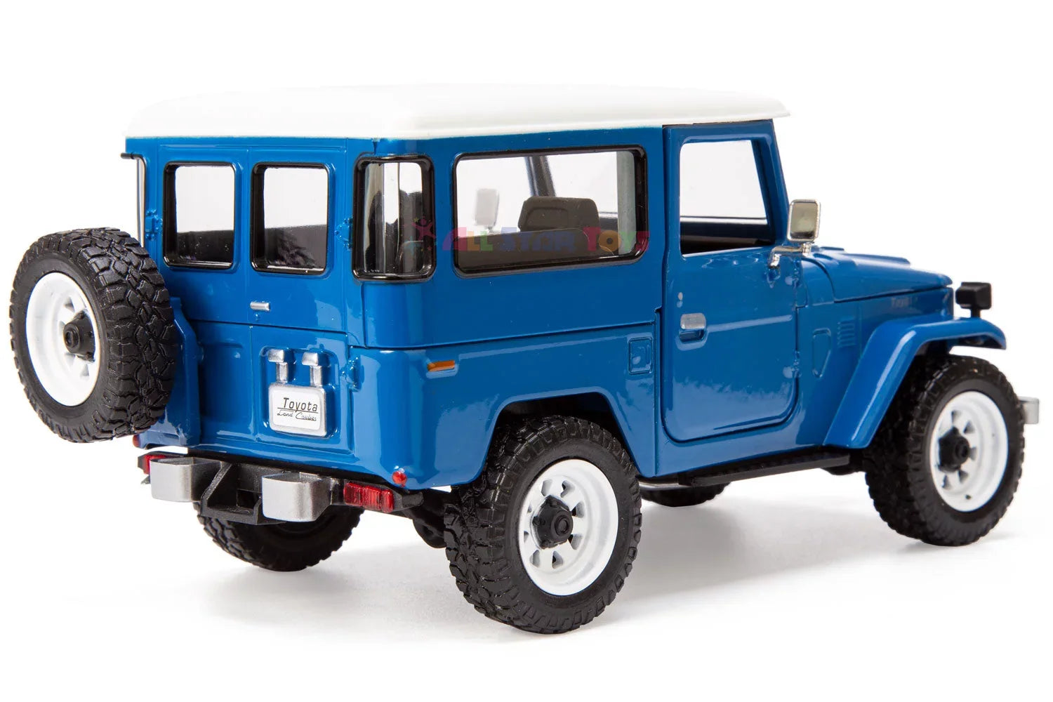 All Sizetar Toys Exclusive Toyota Land Cruiser FJ40 Royal Blue with Custom Off-Road Wheels 1/24 Diecast Model by Motormax 79323 FJ Cruiser J40