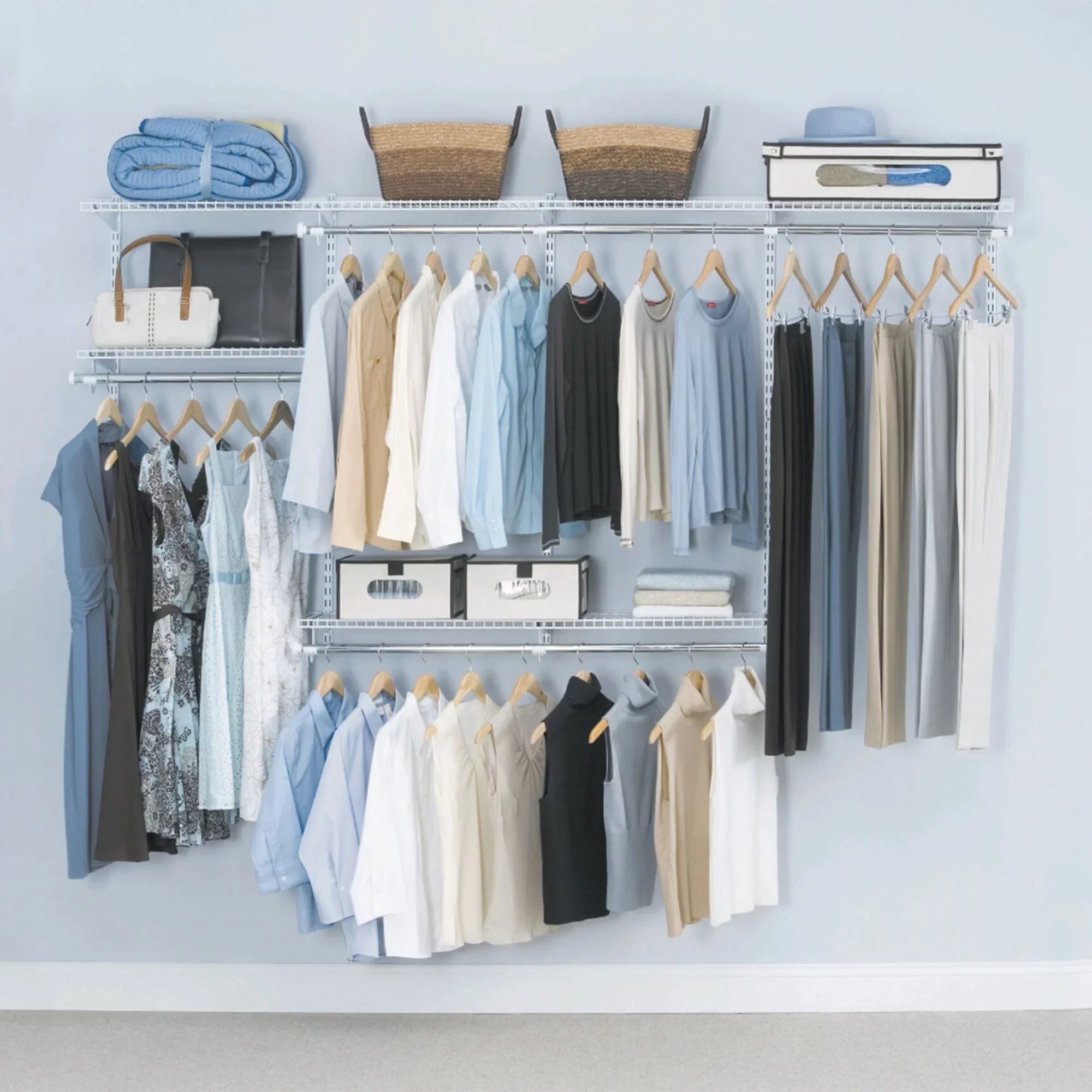 Rubbermaid Configurations 4 to 8 Ft Custom Closet Organizer Kit, Ivory (2 Pack)