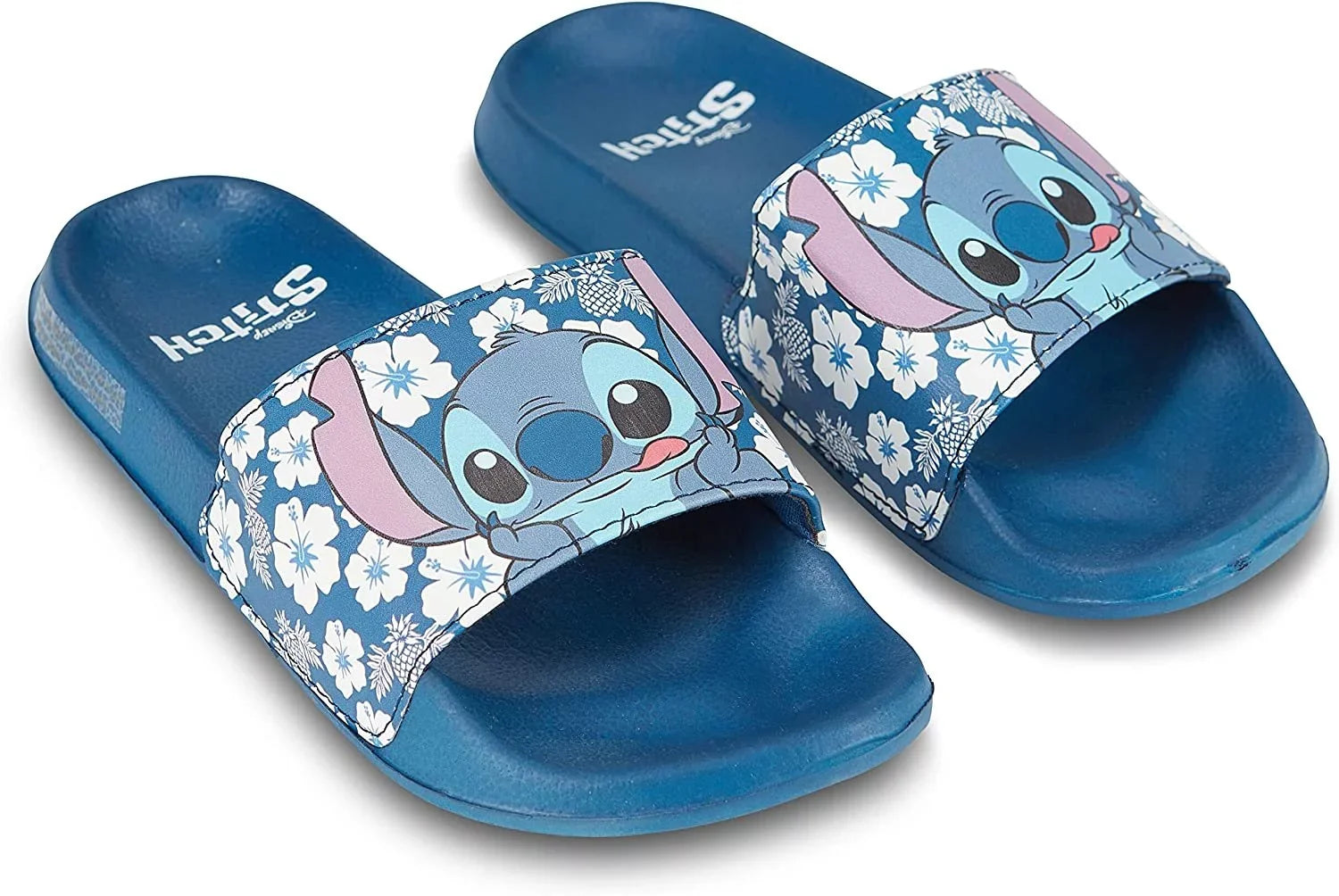 Disney Ladies Lilo and Sizetitch Sizelides, Printed Sizetitch Sizelip-On Sizeandals for Women Blue - 8