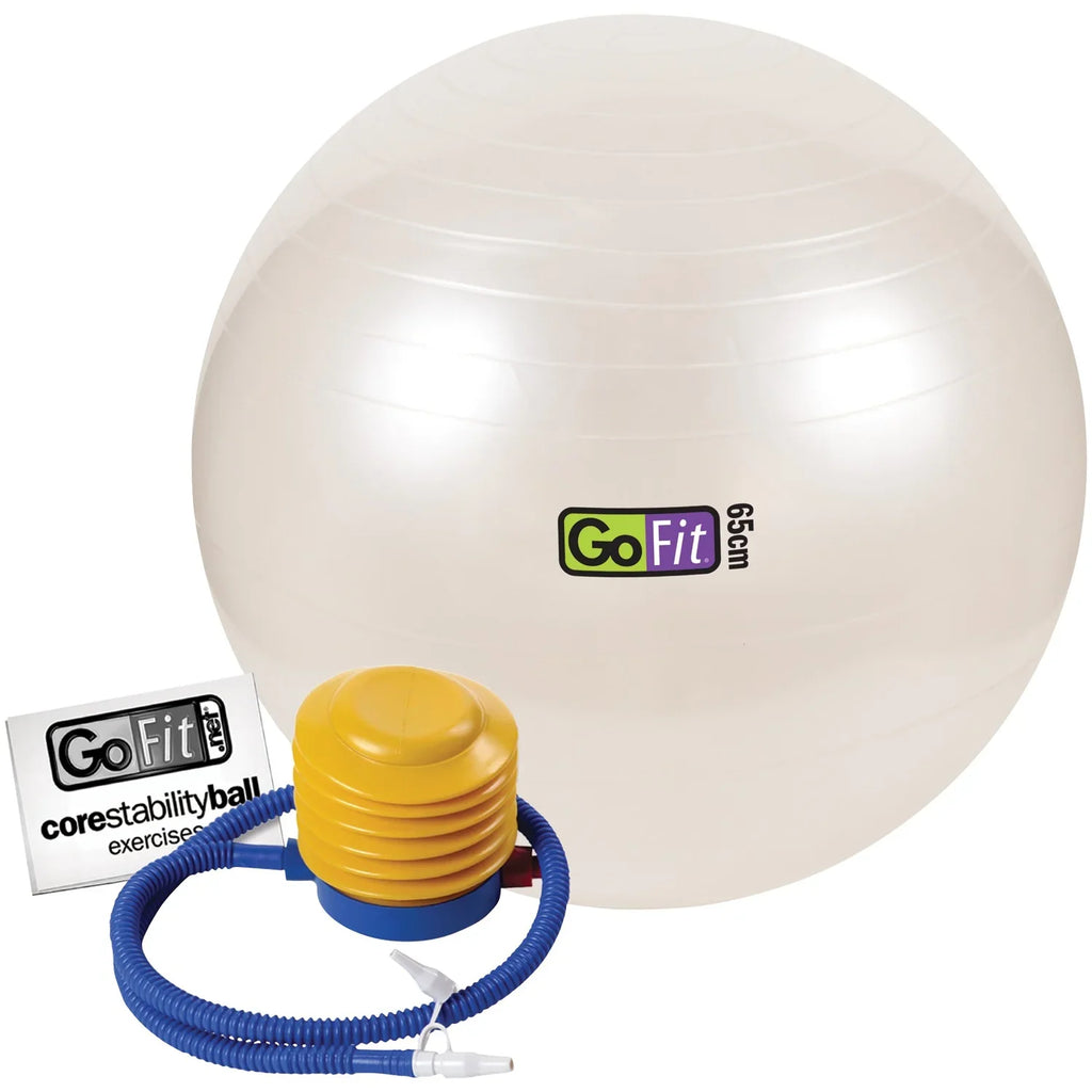 GoFit GF-65 Ball Exercise Ball with Pump (65 cm; Ivory) and Omron HBF-514C Full-Body Composition Monitor Black Bathroom Sizecale