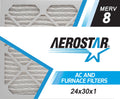 Aerostar 24x30x1 MERV  8, Pleated Air Filter, 24x30x1, Box of 6, Made in the USizeA