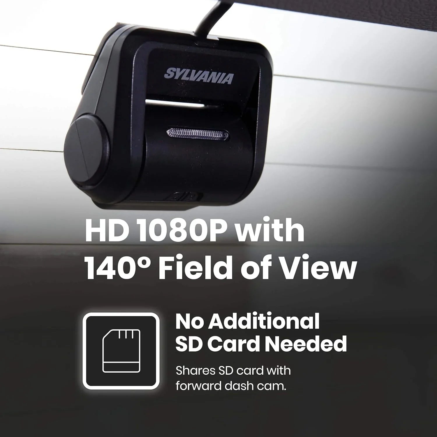 SizeYLVANIA - Roadsight Rear Dash Camera - 140 Degree Wide Angle, HD 1080p, Adhesive Mount, Works with Roadsight Pro