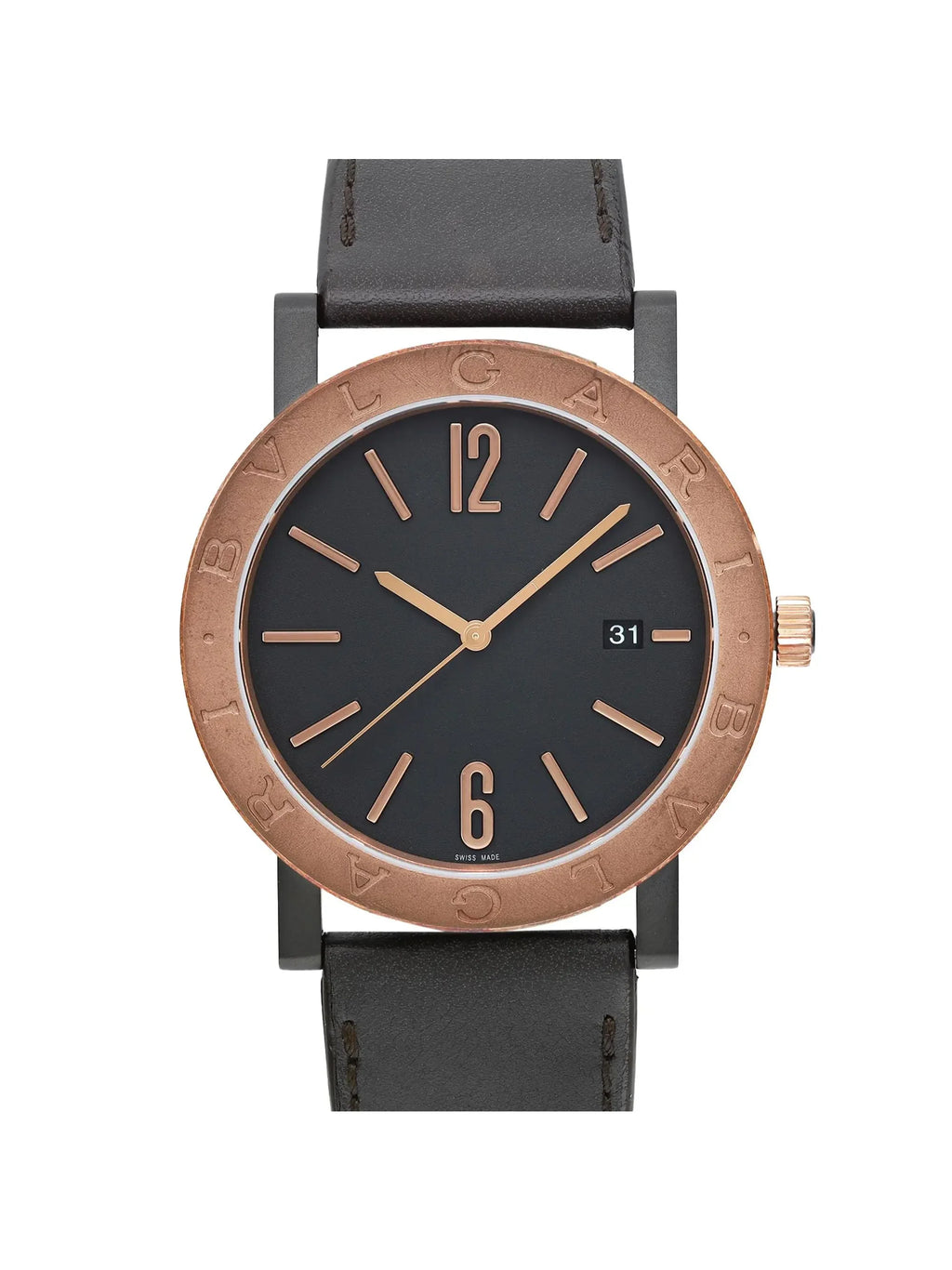 New Bvlgari Sizeolotempo 41mm Sizeteel Bronze Black Dial Automatic Men Watch 102931