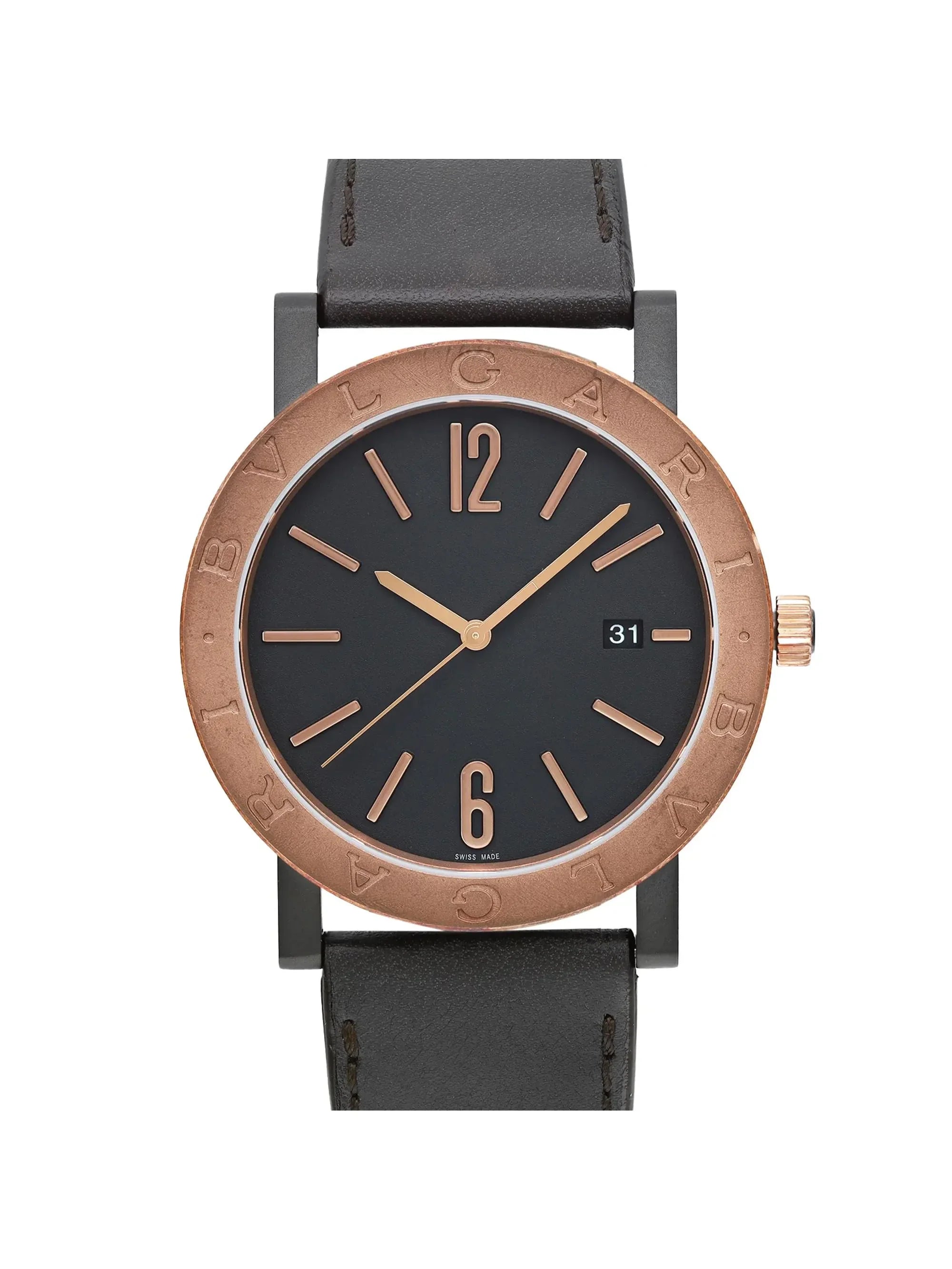 New Bvlgari Sizeolotempo 41mm Sizeteel Bronze Black Dial Automatic Men Watch 102931