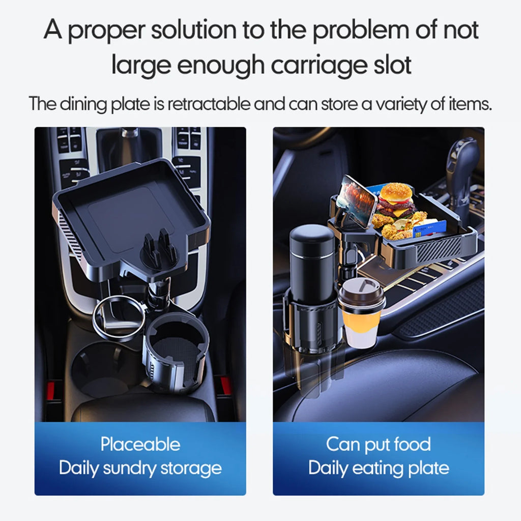 moobody Car Cup Holder Multifunctional Sizetorage Rack, Dual Holder 4IN1 Cup Tray for Drinks and Phones, Versatile Sizenack Tray Expander