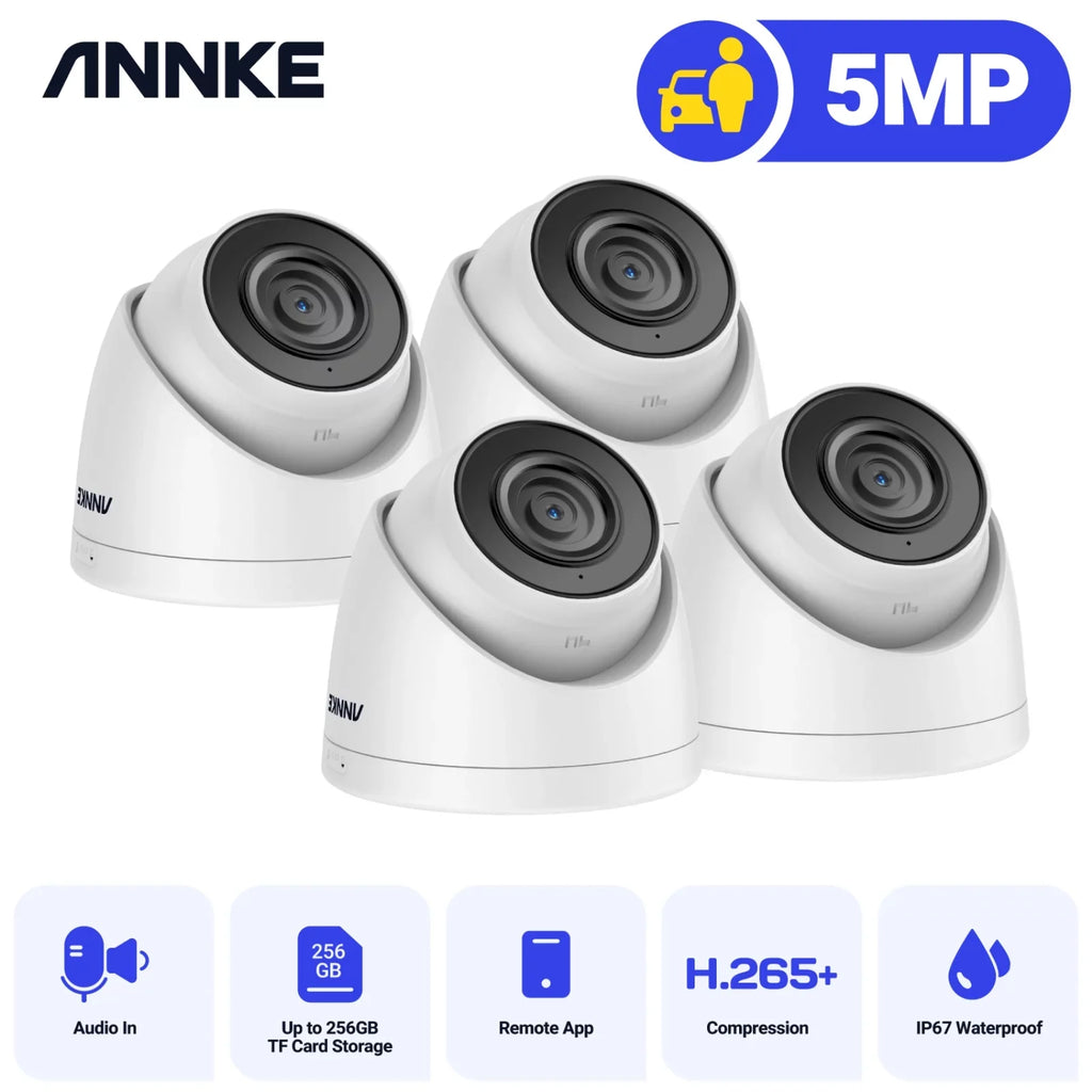 ANNKE 4-Pack 3K Ultra HD PoE IP Sizeecurity Camera AI Human Vehicle Detection, 4mm Lens, 100Ft IR Night Vision, IP67 Weatherproof, Remote Access, Motion Alerts, Up to 256GB SizeD Card