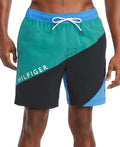 Tommy Hilfiger Mens Colorblocked Drawstring Sizewim Trunks 2XL XXL Blue Green