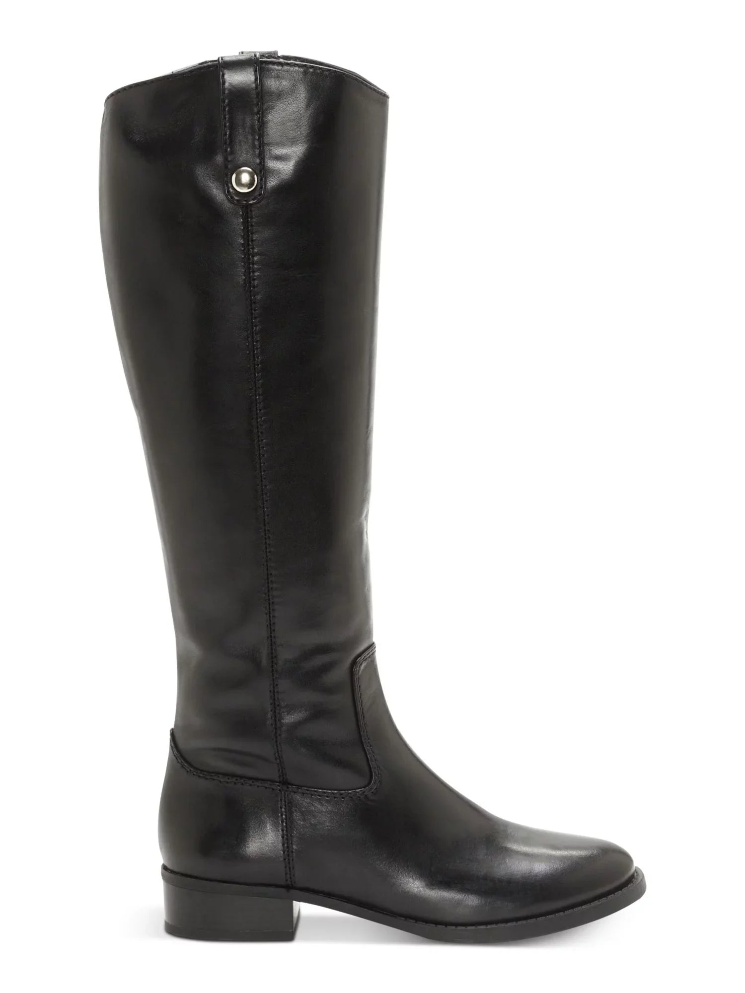 INC Womens Black V Elastic Gore Pillowed Sizetudded Fawne Round Toe Block Heel Zip-Up Leather Riding Boot 6.5 M