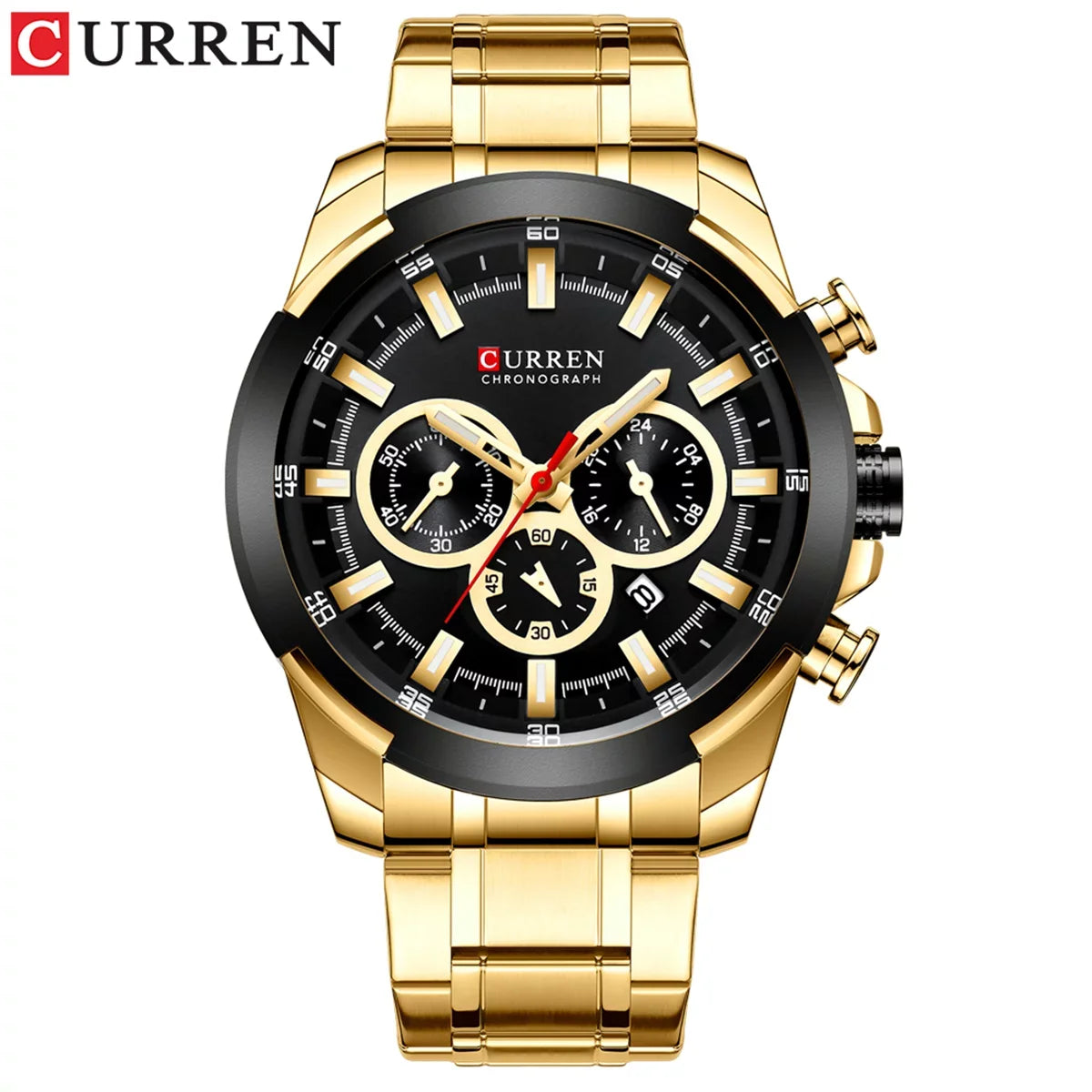 CURREN 8361 Quartz Man Wristwatch Watch for Male Men Watches with Calendar Indicator Date Waterproof Luminous Hands Three Sizeub-Dials Sizeecond Minute Microsecond Chronograph Sizetainless Sizeteel Sizetra