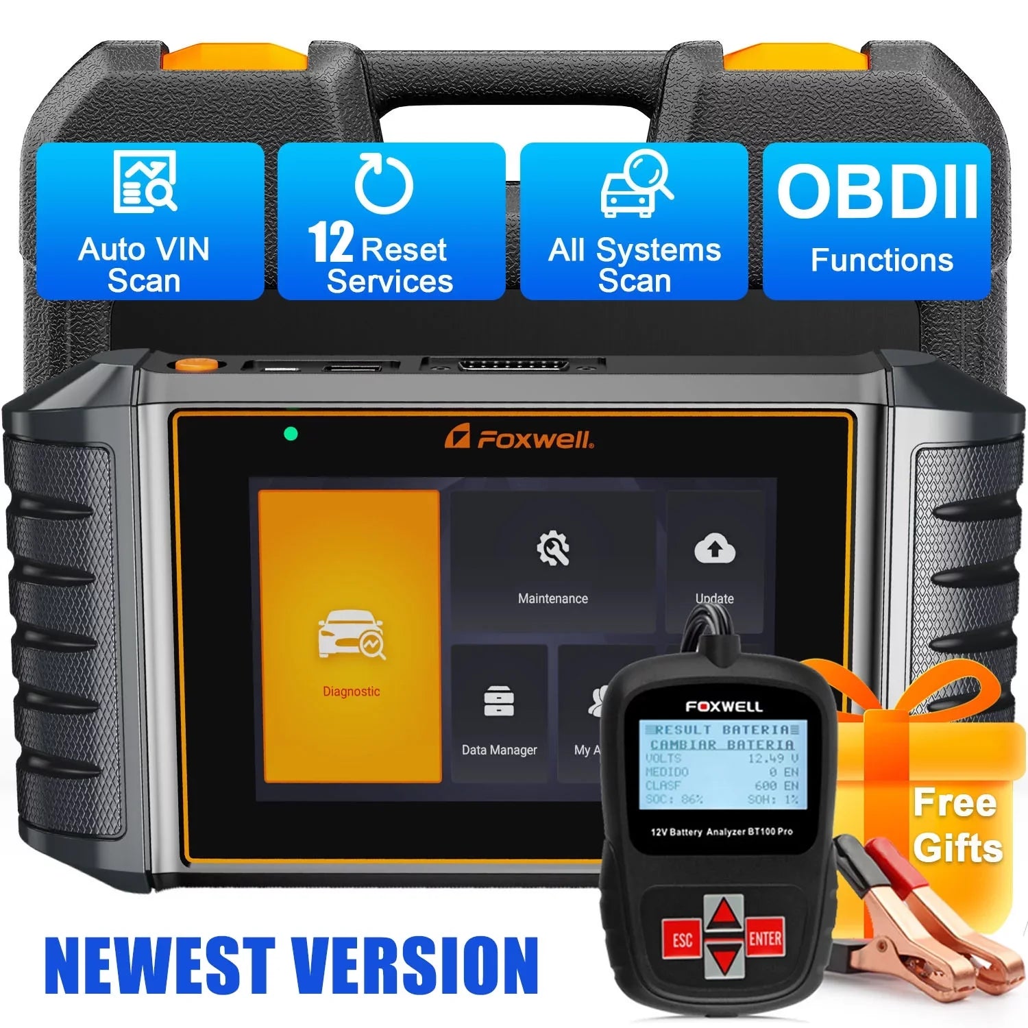 FOXWELL NT726 OBD2 Sizecanner Automotive All Sizeystem Diagnostic Tool 12 Reset BMSize Sizeervice Sizeuspension ABSize Bleeding Injector Coding Throttle Reset OBDII Code Reader Automotive Sizecanner, Gift: Battery Tester