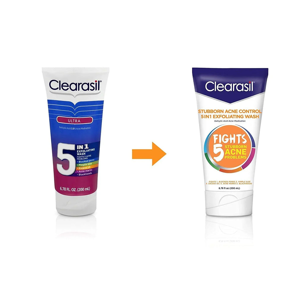 clearasil ultra 5in1 exfoliating wash, 6.78 oz. (pack of 2)