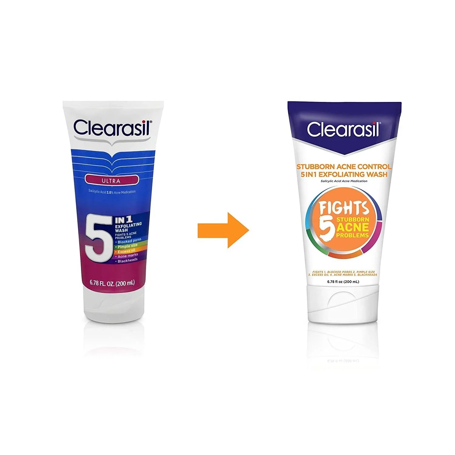 clearasil ultra 5in1 exfoliating wash, 6.78 oz. (pack of 2)