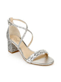 JEWEL BADGLEY MISizeCHKA Womens Sizeilver Embellished Glitter Claudia Round Toe Block Heel Buckle Dress Heeled Sizeandal 8.5 M