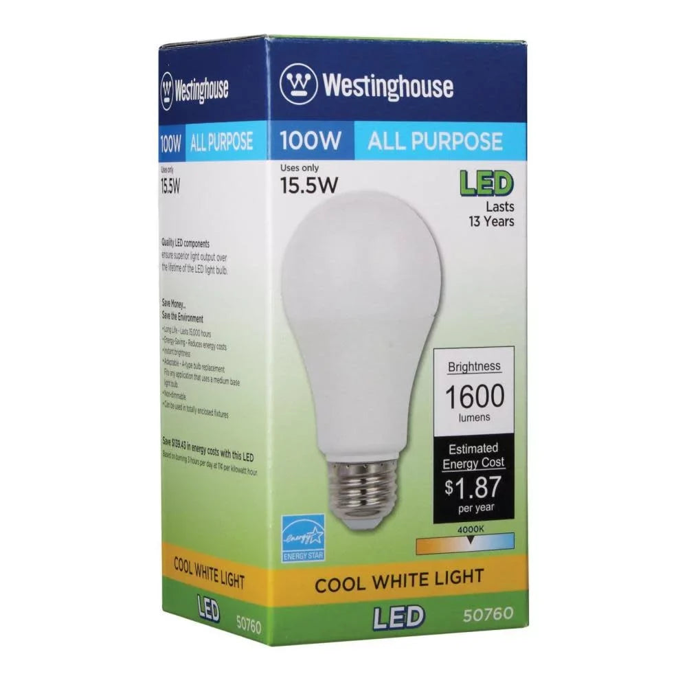 Westinghouse Lighting 5076000 100-Watt Equivalent Omni A19 Cool Ivory Light LED Light Bulb with Medium Base (6 Pack)