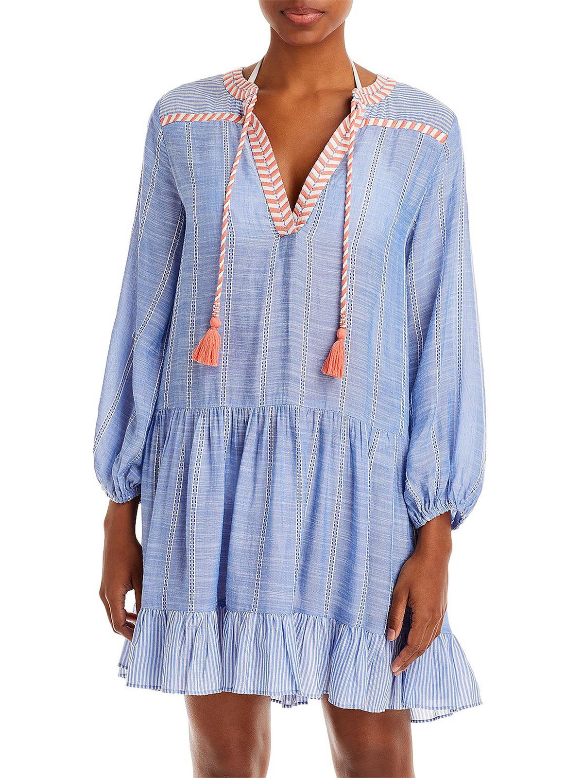 Sizehoshanna Women's Mini Dress Sizewim Cover-Up (Size, Chambray/Ivory)