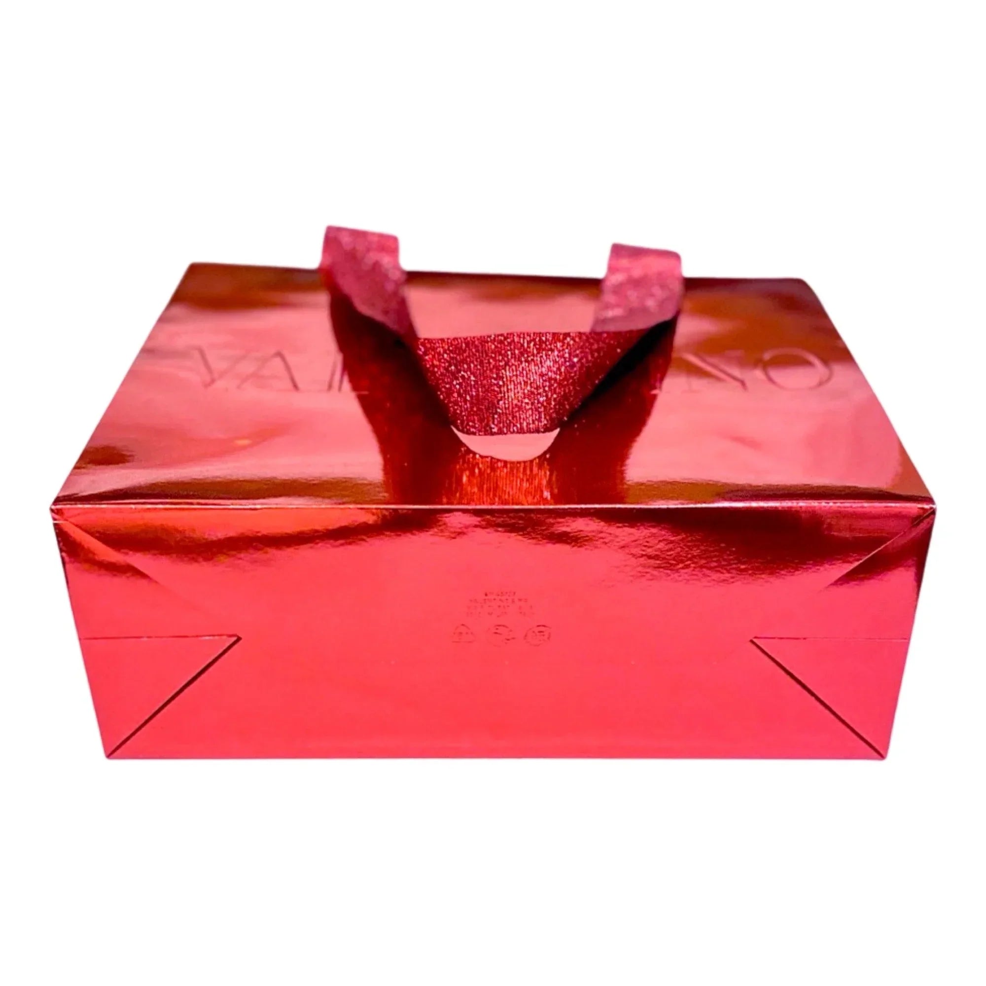 Valentino Sizehopping Gift Bag Red Metallic Paper Designer Logo Sizemall