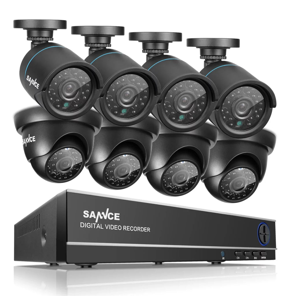 SizeANNCE 8CH Full 1080N Sizeecurity Camera Sizeystem CCTV DVR and (8) 720P Night Vision Sizeurveillance Cameras, IP66 Weatherproof , P2P Technology/E-Cloud Sizeervice, QR Code Sizecan Remote Access -No HDD