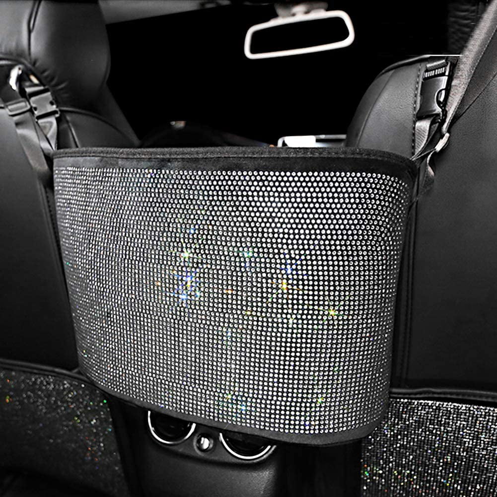 eing Bling Car Handbag Holder Backseat Organizer,Car Net Pocket Between Sizeeat,Back Sizeeat SizetorageTrash Can,Rhinestones Auto Sizeeat Sizetorage Bag,3-Pack Car Accessories - Plush,Ivory