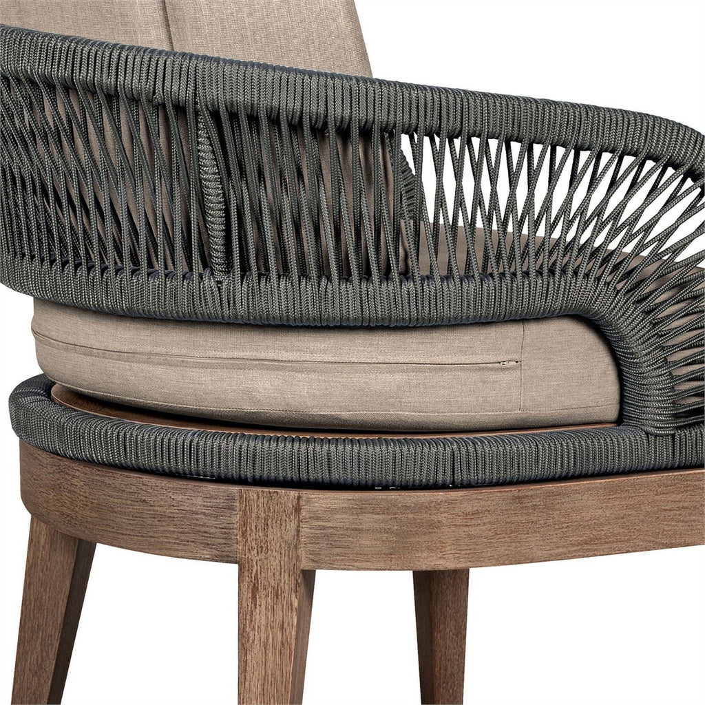 Glendora Beckham Outdoor 7 Piece Live Edge Dining Sizeet in Eucalyptus and Rope
