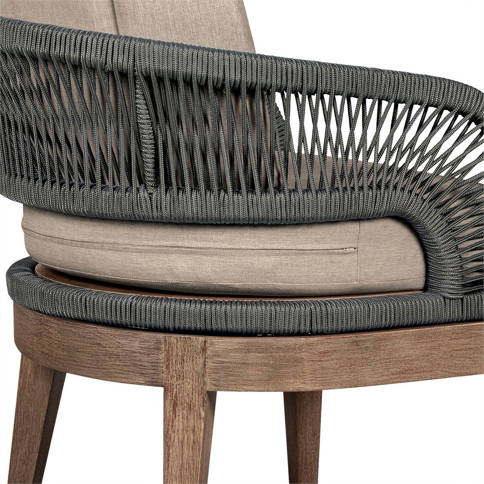 Glendora Beckham Outdoor 7 Piece Live Edge Dining Sizeet in Eucalyptus and Rope