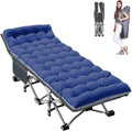 Heavy Duty Folding Camping Cot for Adults with Mat and Carry Bag - Outdoor Bed, 1200D Oxford Layer, Travel Camp Cots