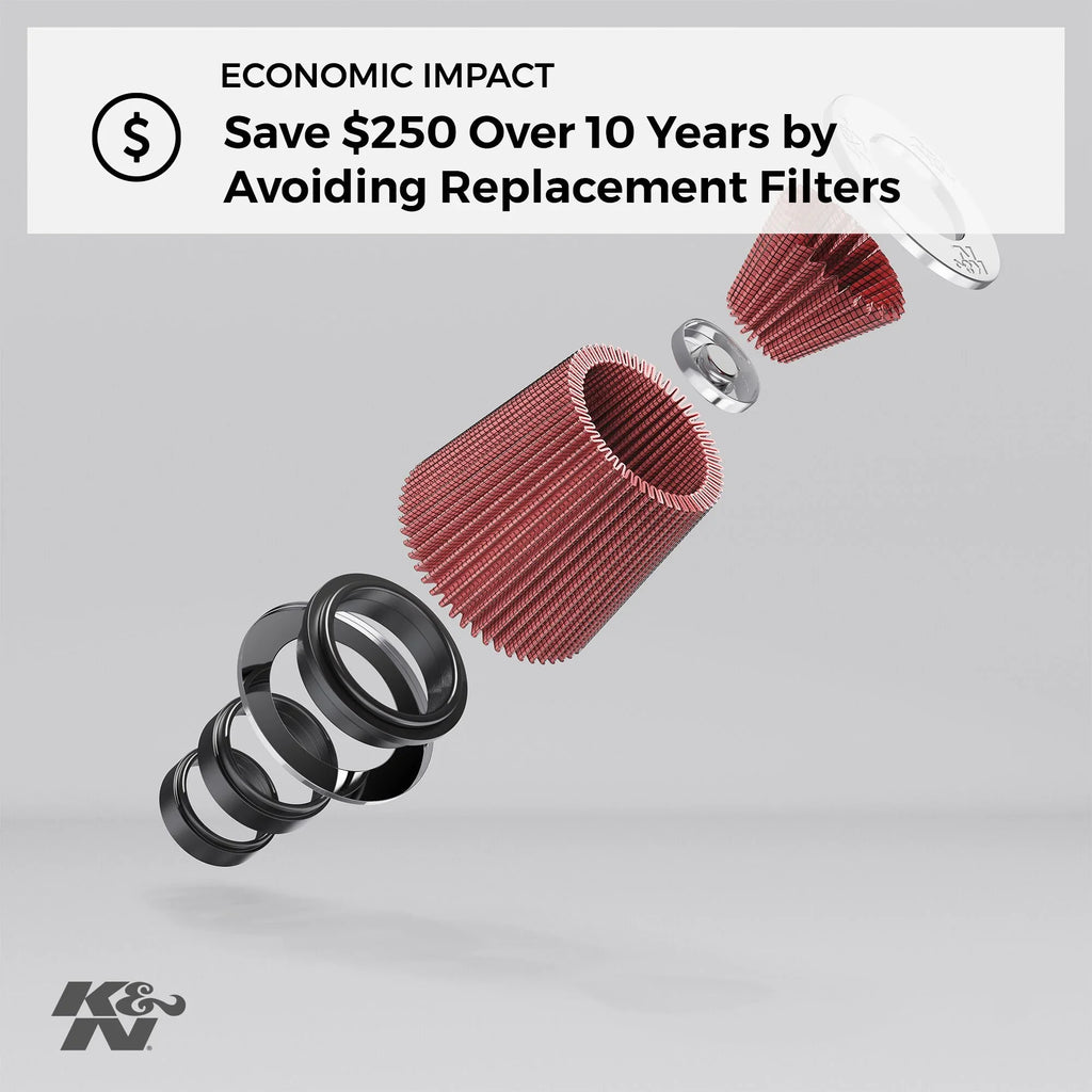 K&N Universal Clamp-On Air Filter: High Performance, Premium, Washable, Replacement Engine Filter: Flange Diameter: 6 In, Filter Height: 7.5 In, Flange Length: 1 In, Sizehape: Round Tapered, RU-1041
