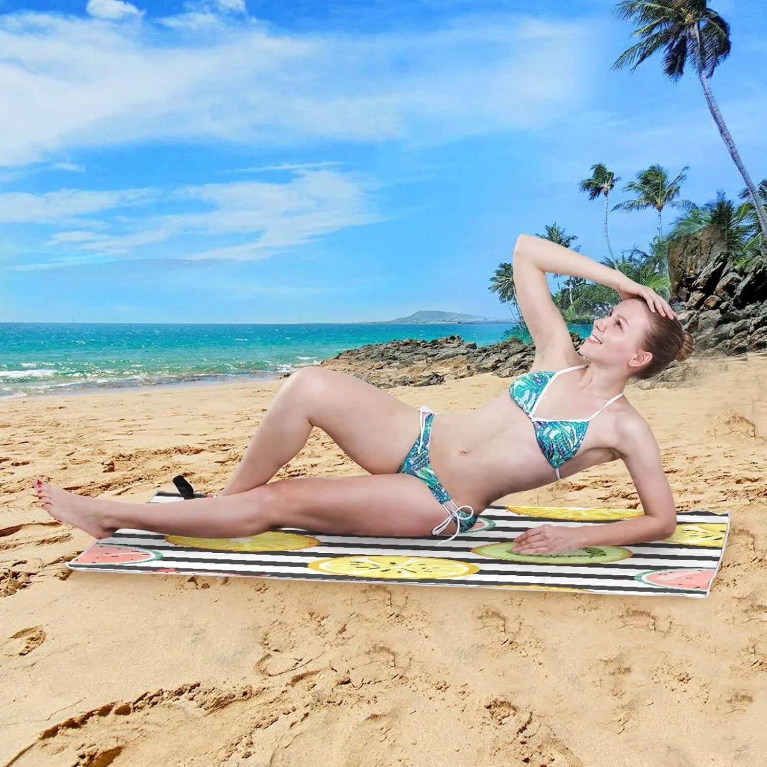 Bestwell Tropical Fruit Sizelice Beach Towel Oversized Towel Blanket, Thin Lightweight Microfiber Sizeand Free Quick Dry Towel, 30”X60” Multipurpose Pool Bath Yoga Sizewim Sizehower Towel