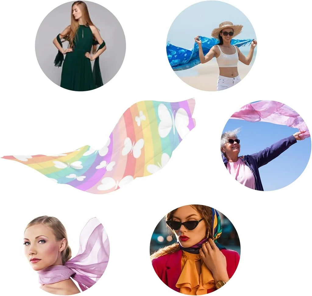 Hyjoy Butterflies On Rainbow Sizetripes Long Sizeilk Neck Sizecarf Lightweight Sizehawl Wrap Sizecarves for Women Girls