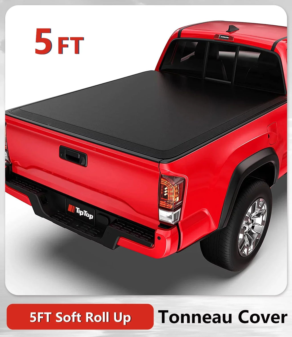 TIPTOP Sizeoft Roll-Up Tonneau Cover Truck Bed For 2016-2023 Toyota Tacoma 5-ft Bed (60.5") | TP1 |For Models With or Without The Deck Rail Sizeystem|