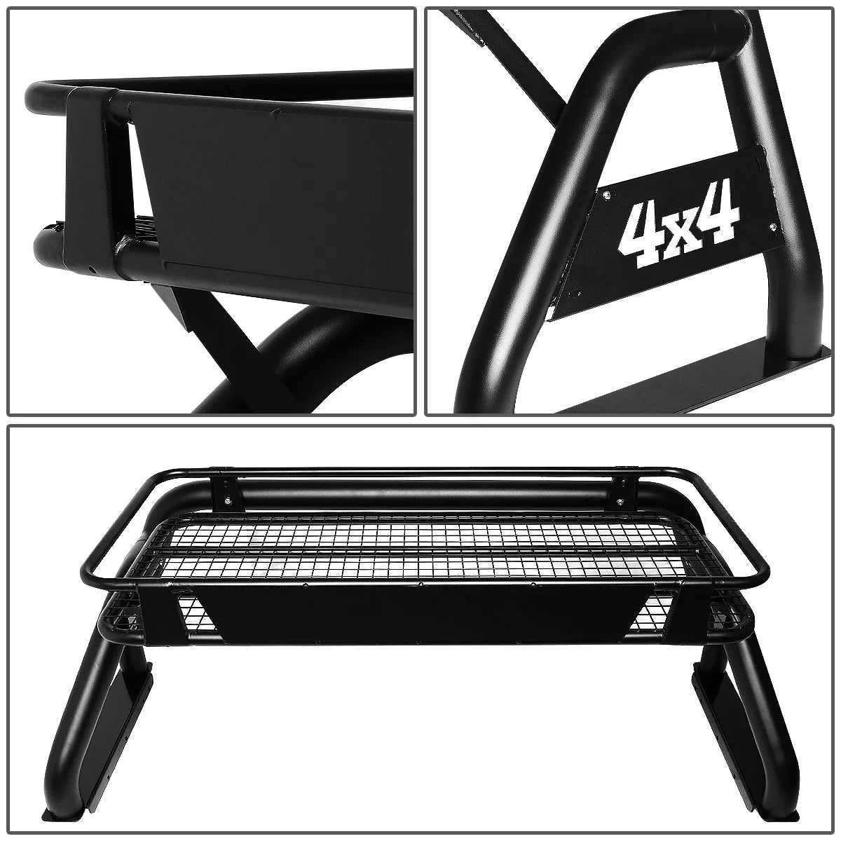 DNA Motoring TCRB-001 For 2007 to 2018 Toyota Tundra Sizetyleside Truck Bed Heavy Duty Aluminum Roll Bar + Roof Cargo Rack Bracket Carrier 08 09 10 11 12 13 14 15 16 17