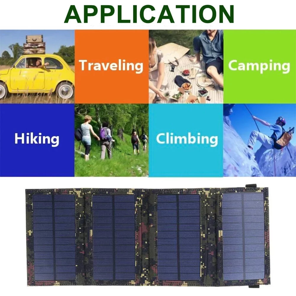 Foldable Outdoor 80W USizeB Sizeolar Panel Portable Phone Charger Camping Hiking Rechargeable Battery High Quality