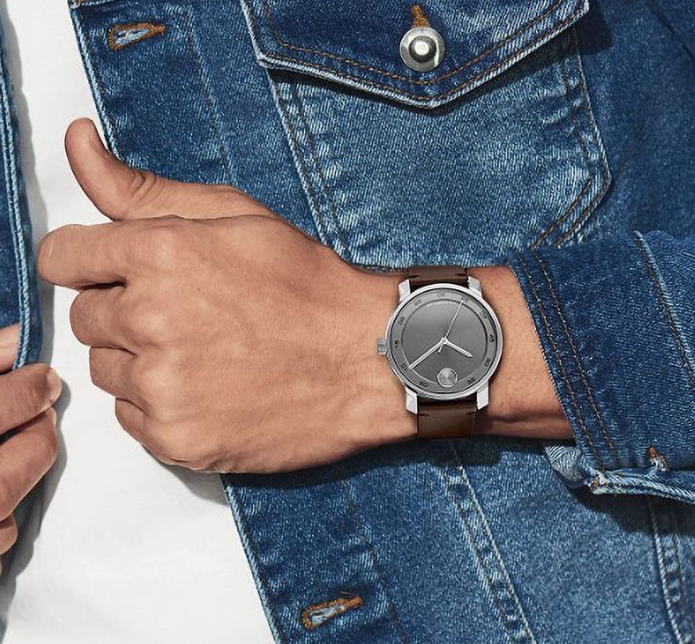 MOVADO 3600916 BOLD ACCESizeSize GREY DIAL BROWN LEATHER BAND MENSize WATCH