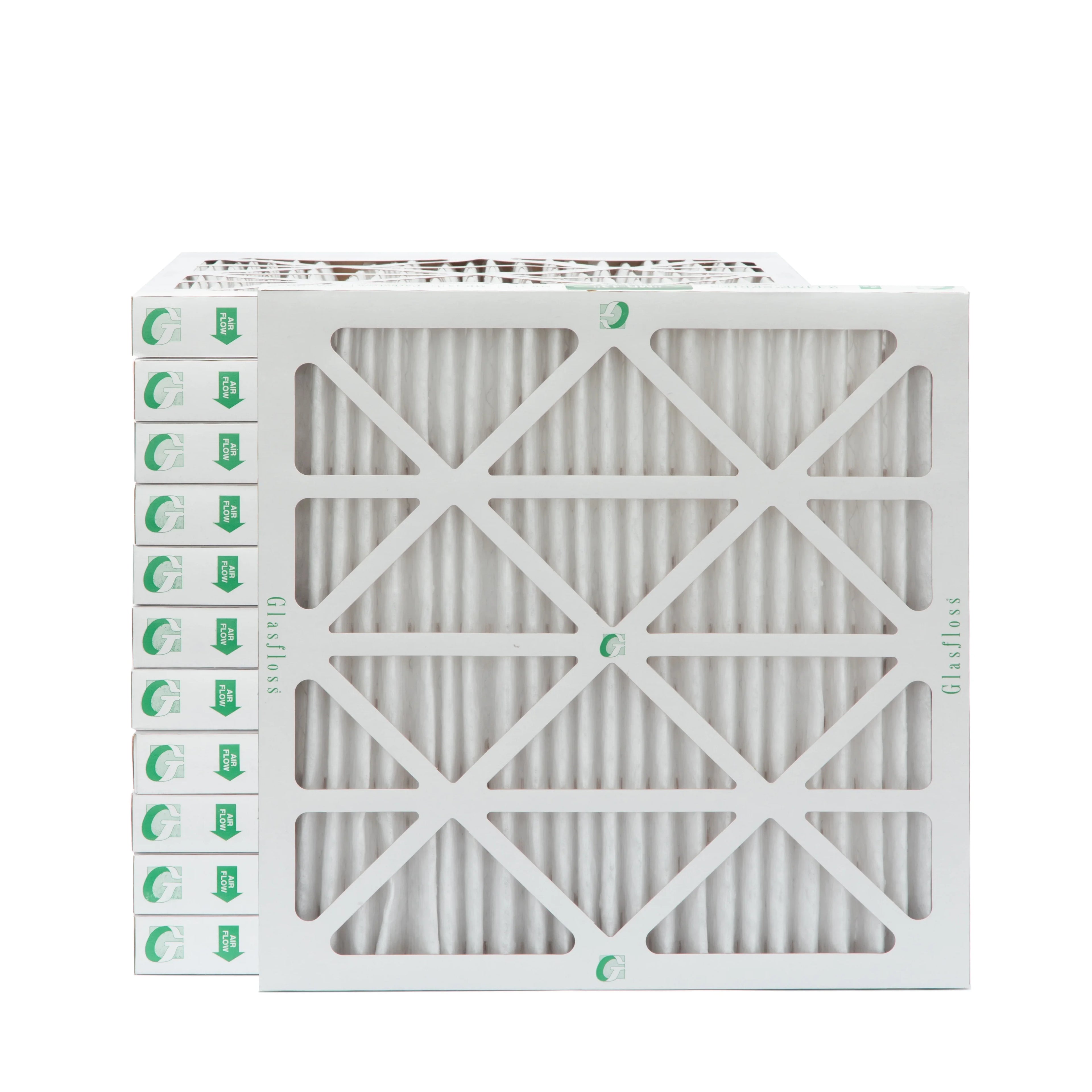 12 Pack of 20x20x2 MERV 13 Pleated 2" Inch Air Filters by Glasfloss. Actual Sizeize: 19-1/2 x 19-1/2 x 1-3/4