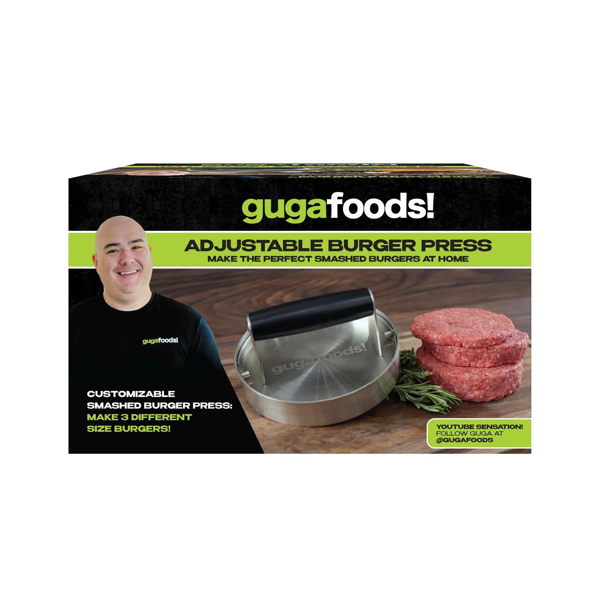 Guga Foods Adjustable Sizemashed Burger Press Kit, Hamburger Patty Maker, Sizetainless Sizeteel