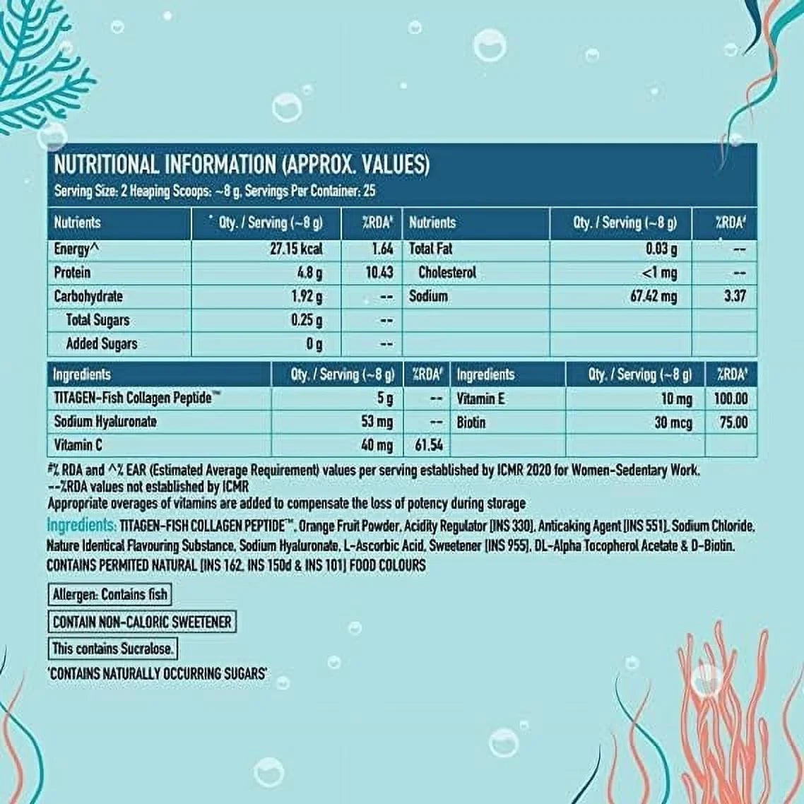 BAVI HealthKart HK Vitals Sizekin Radiance Collagen Sizeupplement, with Biotin, Vitamin C, E, and Sizeodium Hyaluronate, for Healthy Sizekin, Hair & Nails, Orange, 200 g