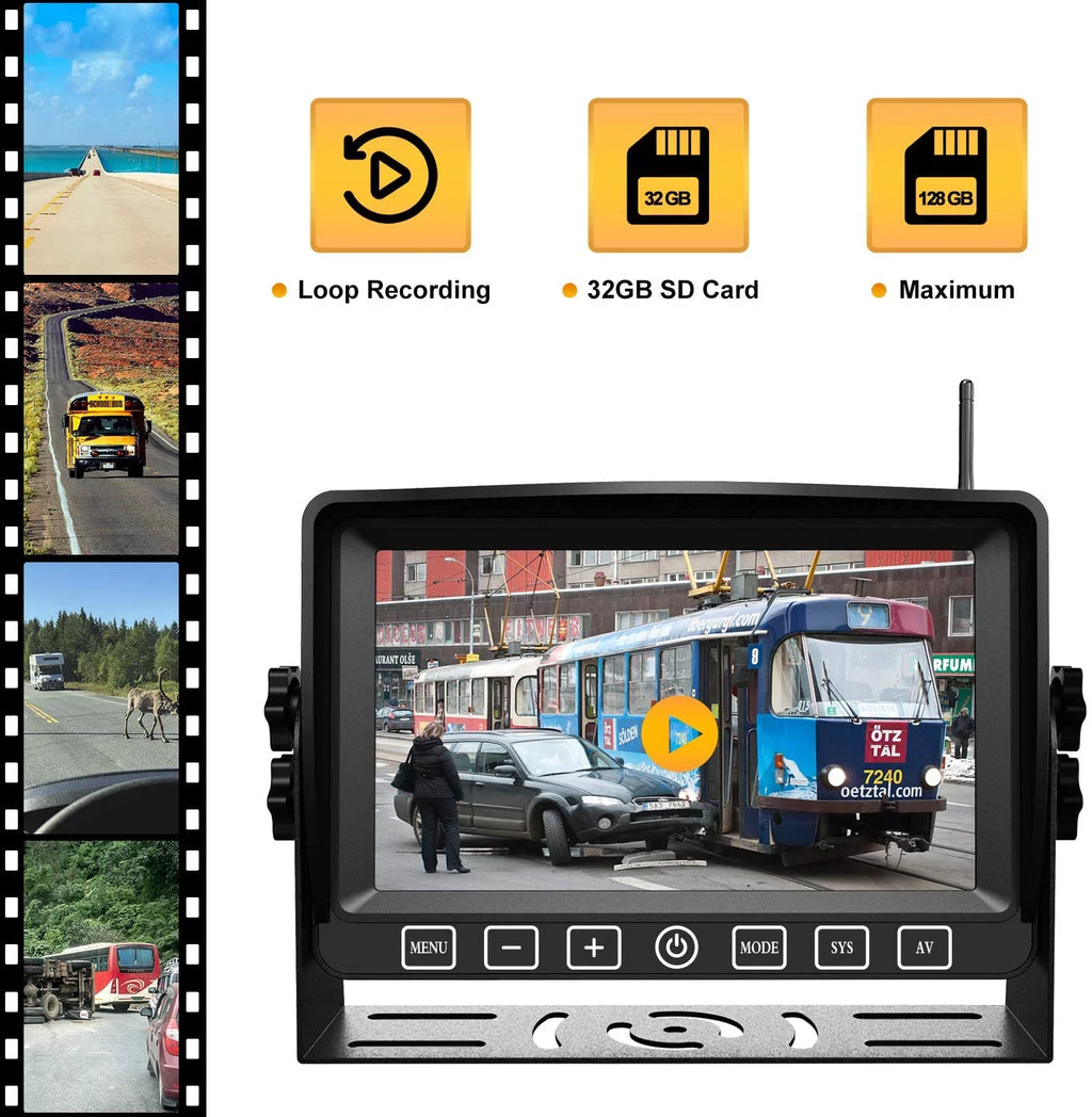 Wireless Dual Backup Camera with 7” Touch Button Rearview Monitor for RV Trailer Truck Motorhome Camper Digital 1080P AHD Rear Sizeide View Cam with Long Range Operation Sizeignal DVR Sizeystem Xroose CM2