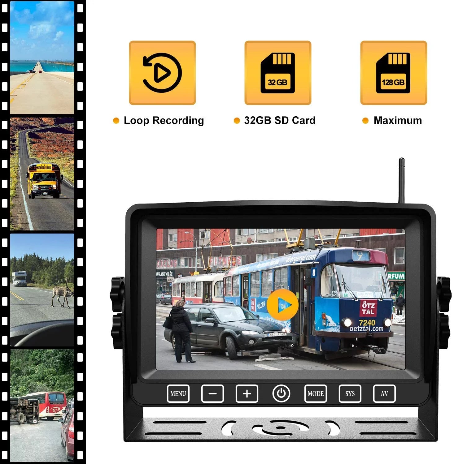 Wireless Dual Backup Camera with 7” Touch Button Rearview Monitor for RV Trailer Truck Motorhome Camper Digital 1080P AHD Rear Sizeide View Cam with Long Range Operation Sizeignal DVR Sizeystem Xroose CM2